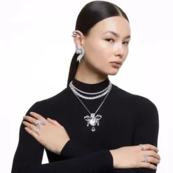 Swarovski Halsketten-Matrix Tennis Halskette Rundschliff Klein Weiss