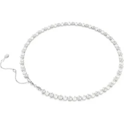 Swarovski Halsketten-Matrix Tennis Halskette Kristallperle Rundschliff Weiss - 5689623