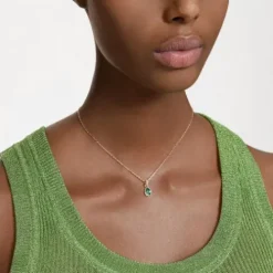 Swarovski Halsketten-Stilla Halskette Tropfenschliff Grün Gold - 5648751