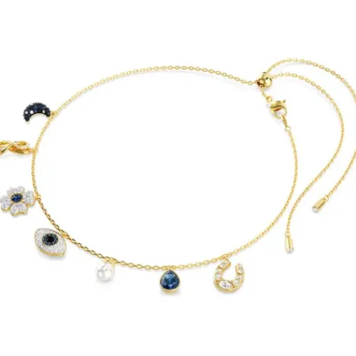 Swarovski Halsketten-Symbolica Halsband Mond Unendlichkeitssymbol Glücksklee Augensymbol und Hufeisen Blau Gold - 5692164