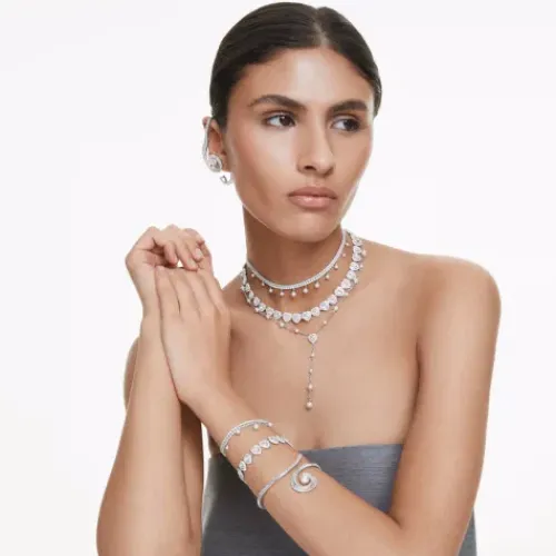 Swarovski Halsketten-x Ariana Grande Choker Kristallperle Rundschliff Weiss Rhodiniert - 5720865