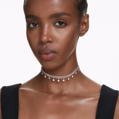 Swarovski Halsketten-x Ariana Grande Choker Kristallperle Rundschliff Weiss Rhodiniert - 5720865