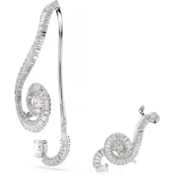 Swarovski Ohrringe-x Ariana Grande Ohrclips Asymmetrisches Design Kristallperle Baguette Schliff Weiss Rhodiniert - 5720866