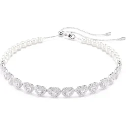 Swarovski (Kette mit) Herz-x Ariana Grande Tennis Choker Verschiedene Schliffe Herz Weiss Rhodiniert - 5720861