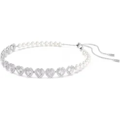 Swarovski (Kette mit) Herz-x Ariana Grande Tennis Choker Verschiedene Schliffe Herz Weiss Rhodiniert - 5720861