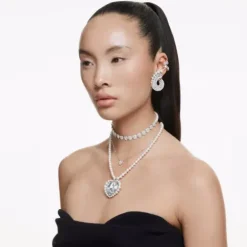 Swarovski (Kette mit) Herz-x Ariana Grande Tennis Choker Verschiedene Schliffe Herz Weiss Rhodiniert - 5720861