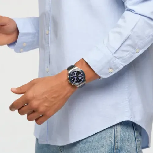 Swatch Lederarmband-Cobalt Lagoon - YVS496