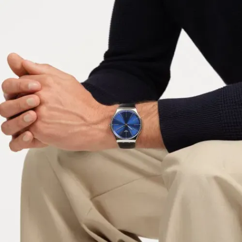 Swatch Lederarmband-Formal Blue 42 - SS07S125