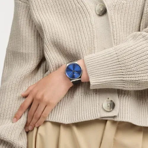 Swatch Lederarmband-Formal Blue 42 - SS07S125