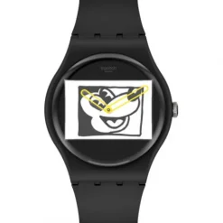 Swatch Silikonarmband-Mickey Blanc Sur Noir - SUOZ337