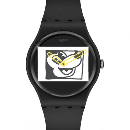 Swatch Silikonarmband-Mickey Blanc Sur Noir - SUOZ337