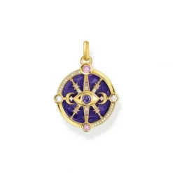 Thomas Sabo Anhänger-Anhänger Auge mit kosmischen Details und bunten Steinen Silber vergoldet - PE956-565-13