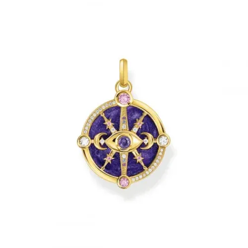 Thomas Sabo Anhänger-Anhänger Auge mit kosmischen Details und bunten Steinen Silber vergoldet - PE956-565-13