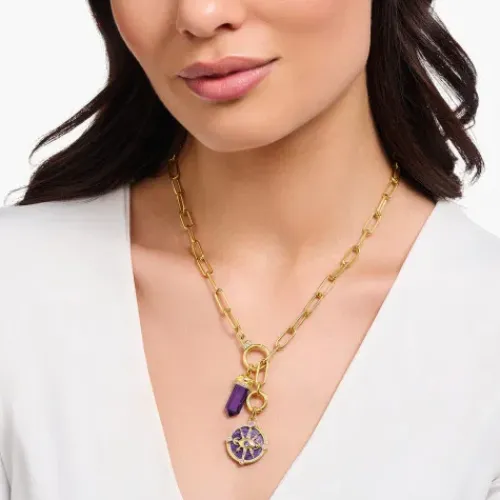 Thomas Sabo Anhänger-Anhänger Auge mit kosmischen Details und bunten Steinen Silber vergoldet - PE956-565-13