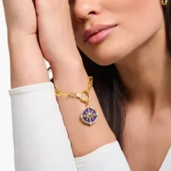 Thomas Sabo Anhänger-Anhänger Auge mit kosmischen Details und bunten Steinen Silber vergoldet - PE956-565-13