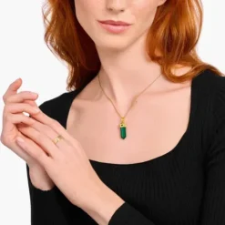 Thomas Sabo Anhänger-Anhänger grüner Malachit in Kristallform vergoldet - PE964-414-6
