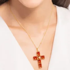 Thomas Sabo Anhänger-Anhänger Kreuz Grosse Orange Steine mit Stern - PE880-971-8