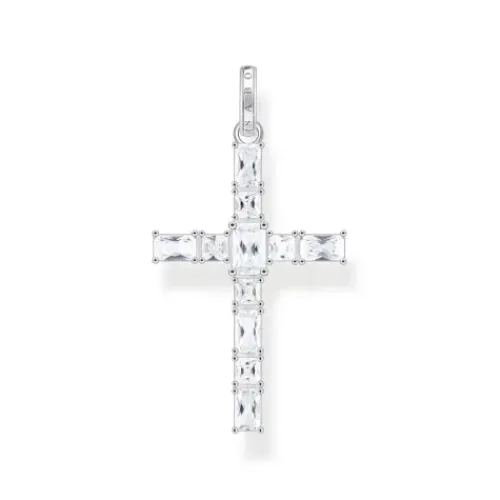 Thomas Sabo (Kette mit) Kreuz-Anhänger Kreuz mit weissen Steinen Silber - PE939-051-14