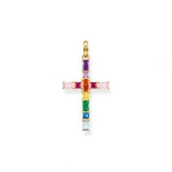 Thomas Sabo (Kette mit) Kreuz-Anhänger Kreuz mit Bunten Steinen Vergoldet - PE939-996-7