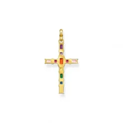 Thomas Sabo (Kette mit) Kreuz-Anhänger Kreuz mit Bunten Steinen Vergoldet - PE939-996-7