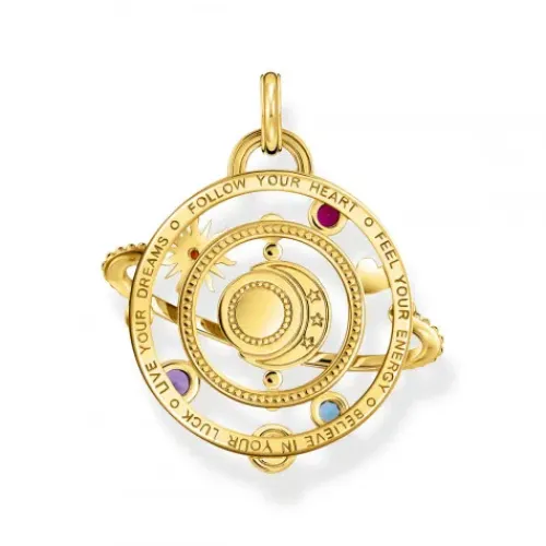 Thomas Sabo Anhänger-Anhänger mit Planetenring und bunten Steinen vergoldet - PE953-776-7