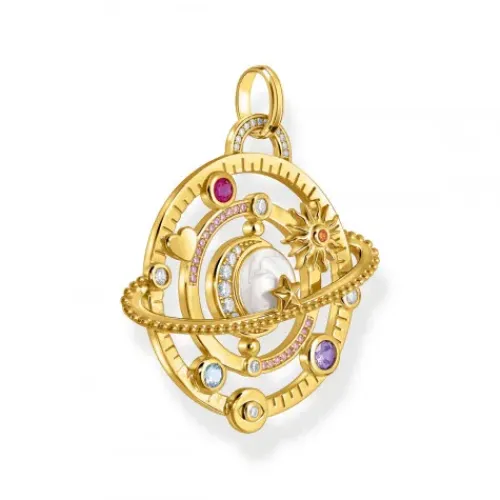 Thomas Sabo Anhänger-Anhänger mit Planetenring und bunten Steinen vergoldet - PE953-776-7