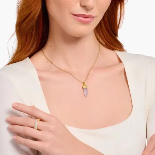 Thomas Sabo Anhänger-Anhänger mit Rosenquarz Kristall vergoldet - PE955-995-9