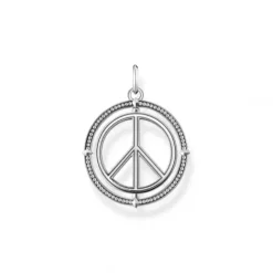Thomas Sabo Anhänger-Anhänger Peace Zeichen mit Bunten Steinen Silber Geschwärzt - PE941-318-7