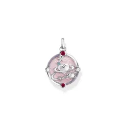 Thomas Sabo (Kette mit) Herz-Anhänger rosa mit Herzplaneten und Steinen Silber - PE959-340-9