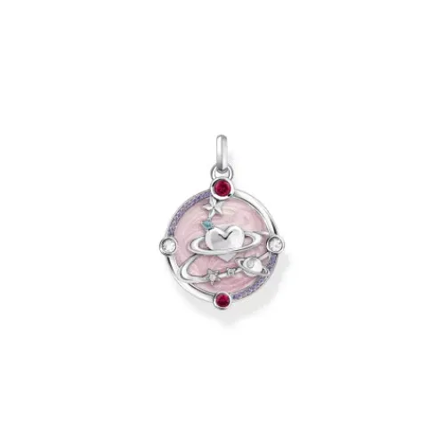 Thomas Sabo (Kette mit) Herz-Anhänger rosa mit Herzplaneten und Steinen Silber - PE959-340-9