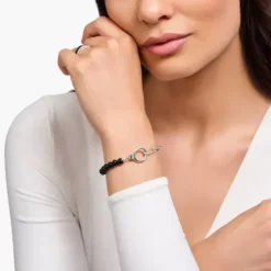 Thomas Sabo Armbänder-Armband aus Onyx Beads und Ankerelementen mit weissen Steinen Silber - A2134-027-11-L19V