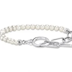 Thomas Sabo Armbänder-Armband aus Perlen und Ankerelementen mit weissen Steinen Silber - A2134-167-14-L19V