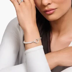 Thomas Sabo Armbänder-Armband aus Perlen und Ankerelementen mit weissen Steinen Silber - A2134-167-14-L19V