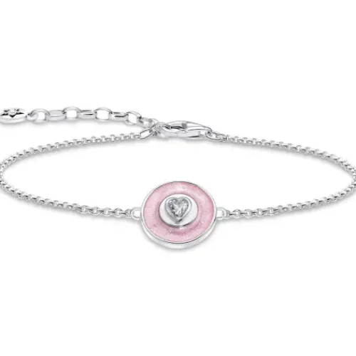 Thomas Sabo (Kette mit) Herz-Armband mit Anhänger rosa und Zirkonia in Herzform Silber - A2143-691-9-L19V