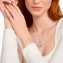 Thomas Sabo (Kette mit) Herz-Armband mit Anhänger rosa und Zirkonia in Herzform Silber - A2143-691-9-L19V