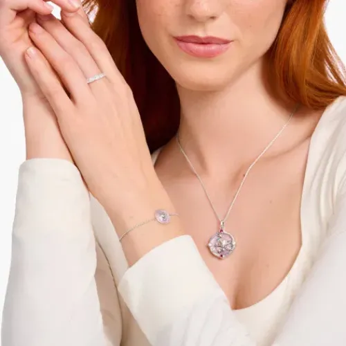 Thomas Sabo (Kette mit) Herz-Armband mit Anhänger rosa und Zirkonia in Herzform Silber - A2143-691-9-L19V