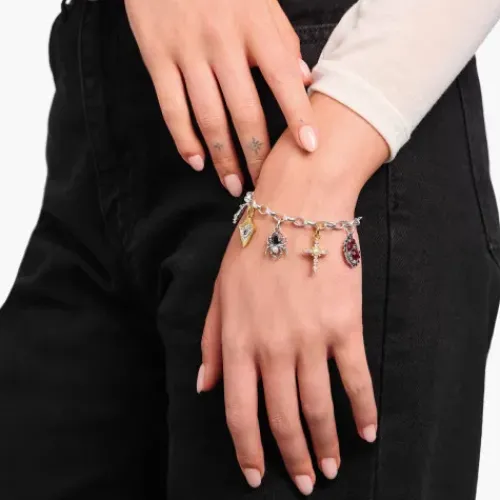 Thomas Sabo (Kette mit) Kreuz-Armband mit Anhängern True Romance Silber - A2174-167-7-L19