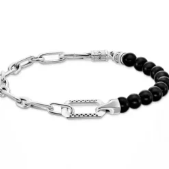 Thomas Sabo Armbänder-Armband mit Schwarzen Onyx Beads und Kettengliedern Silber - A2088-507-11-L19V