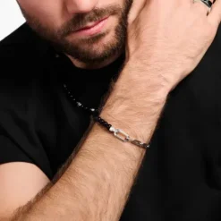 Thomas Sabo Armbänder-Armband mit Schwarzen Onyx Beads und Kettengliedern Silber - A2088-507-11-L19V