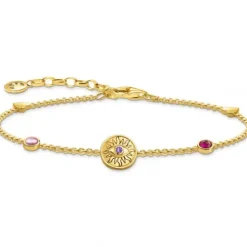 Thomas Sabo Armbänder-Armband mit symbolischer Sonne bunten Steinen und Herzen vergoldet - A2132-995-7-L19V