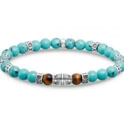 Thomas Sabo Armbänder-Armband mit Türkisen Beads und Tigerauge Beads Silber - A2087-364-7
