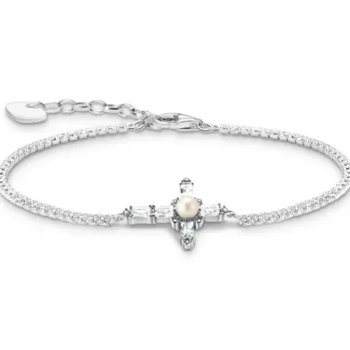 Thomas Sabo (Kette mit) Kreuz-Armband mit weissem Kreuz Cross Romance Silber - A2173-167-14-L19V