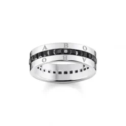 Thomas Sabo Ringe-Bandring mit Schwarzen Steinen Pavé Silber - TR2361-643-11