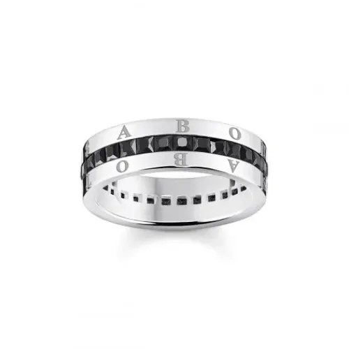 Thomas Sabo Ringe-Bandring mit Schwarzen Steinen Pavé Silber - TR2361-643-11