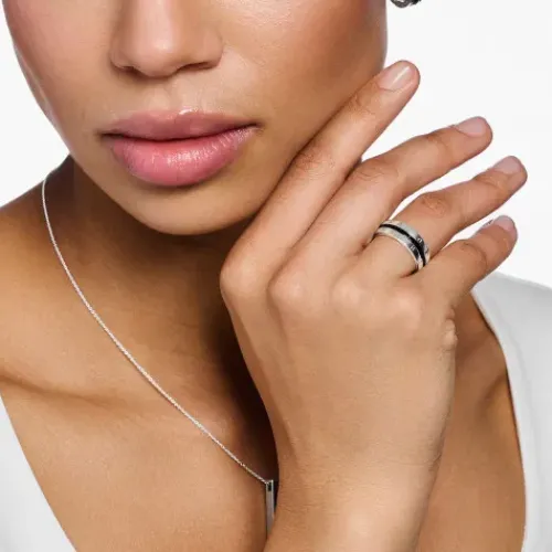 Thomas Sabo Ringe-Bandring mit Schwarzen Steinen Pavé Silber - TR2361-643-11