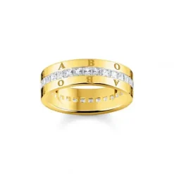 Thomas Sabo Ringe-Bandring mit Weissen Steinen Pavé Vergoldet - TR2361-414-14