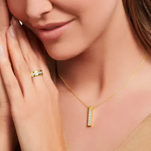 Thomas Sabo Ringe-Bandring mit Weissen Steinen Pavé Vergoldet - TR2361-414-14