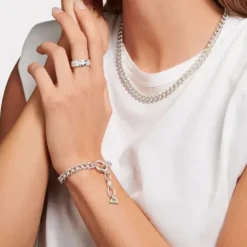 Thomas Sabo Ringe-Bandring mit Weissen Steinen Pavé Silber - TR2361-051-14