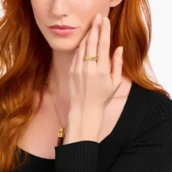 Thomas Sabo Ringe-Bandring mit schwarzen Steinen und Muster vergoldet - TR2455-414-39