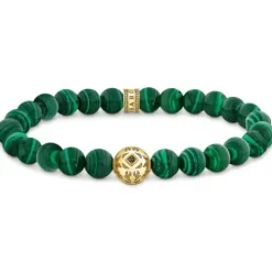 Thomas Sabo Armbänder-Beads Armband aus grünen Steinen vergoldet - A2145-140-6